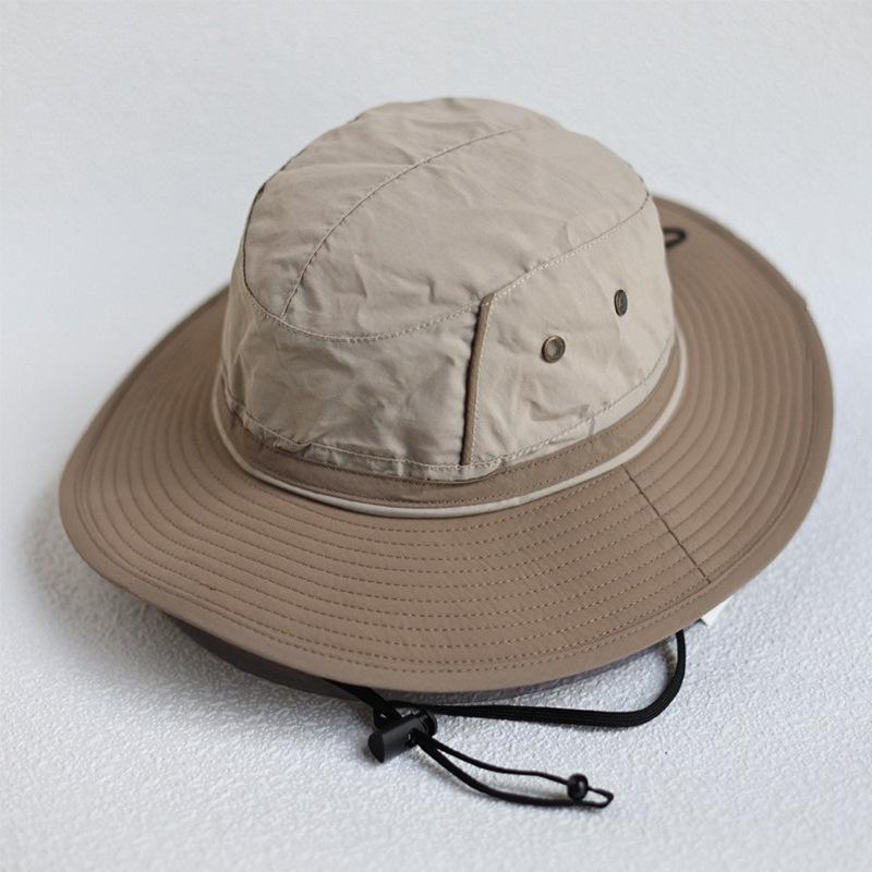 Japanese Drawstring Sunshade Fisherman Hat, Men's And Women's Big Head Outdoor Mountaineering And Fishing Summer Hat