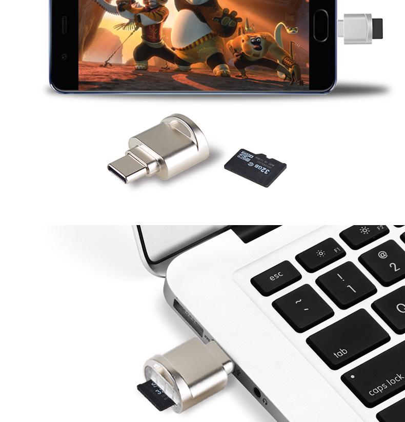 Mini-Metall-TF-Kartenleser für USB-C & Android-Geräte