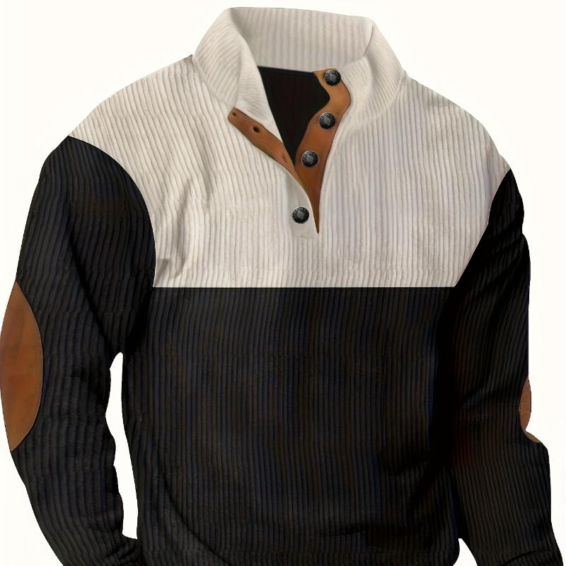 

Большие размеры Осень и зима Мужская повседневная толстовка с цветными лацканами и V-образным вырезом Спортивная вельветовая толстовка с воротником-стойкой 2XL чёрный