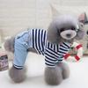 Pet Spring High Neck Striped Pattern Four-legged Pants T-shirt  Dog Cat Clothes