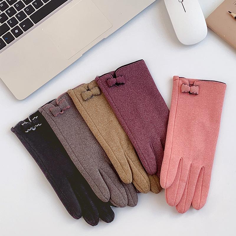 Derong women's touch screen gloves women's autumn and winter thermal gloves students Korean version cycling and driving thickened Practical Use
