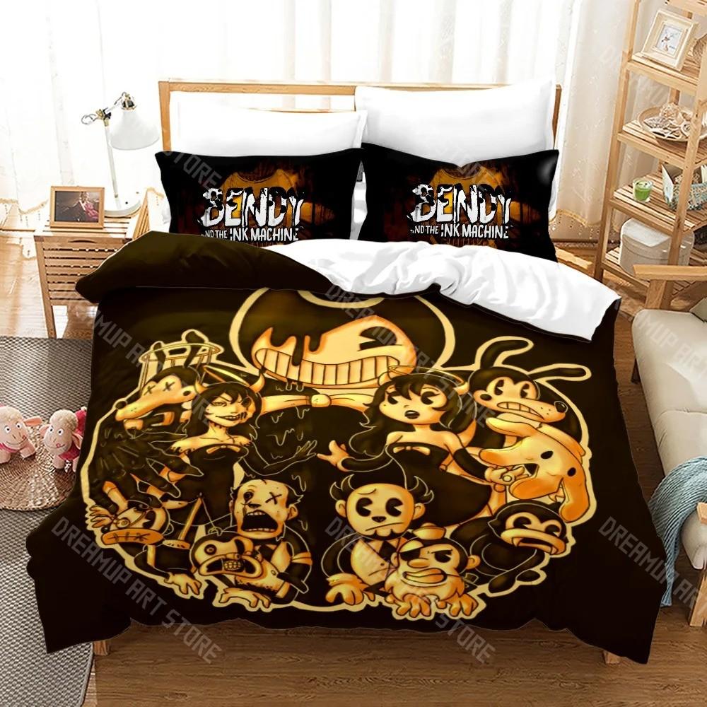3D Print Anime BENDY Ink Machine Bedding Set Single Twin Full Queen King Size Kawaii Bed Set Adult Kid Bedroom Duvet cover Sets
