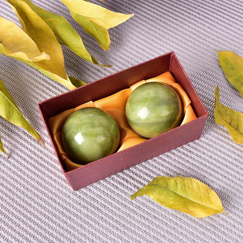 2Pcs Stress Hand Wrist Natural Jade Ball Health Therapy Hand Massage Ball