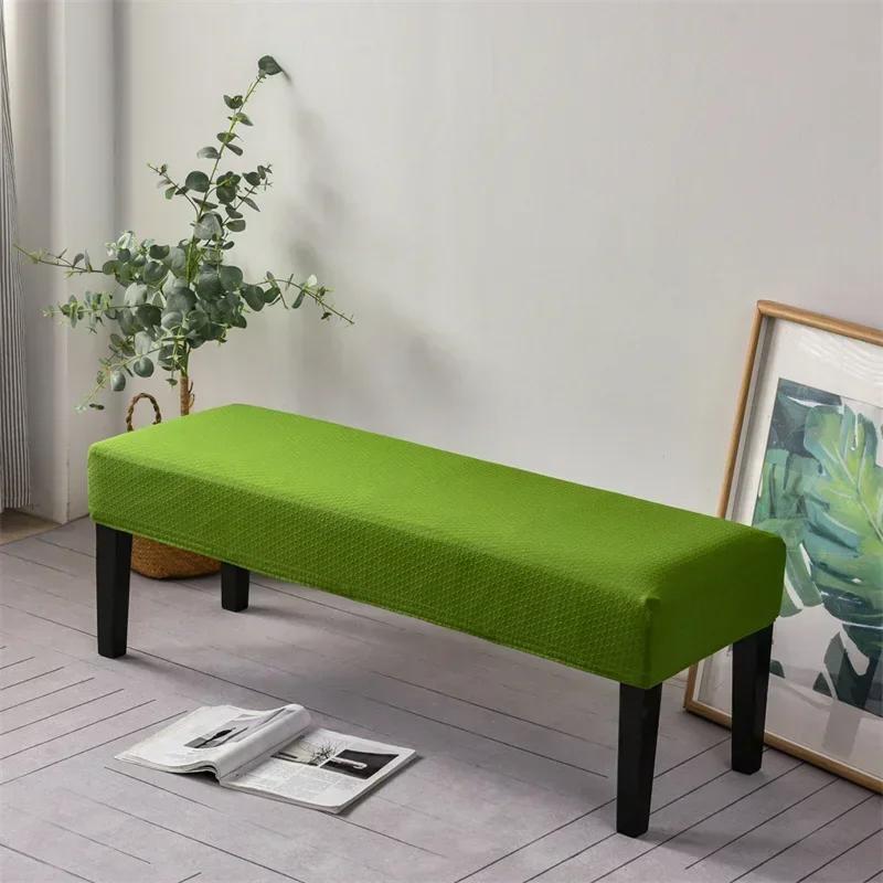 

1PC Jacquard Footstool Cover Elastic All-inclusive Long Bench Covers Solid Color Piano Bench Slipcover Seat Case for Living Room