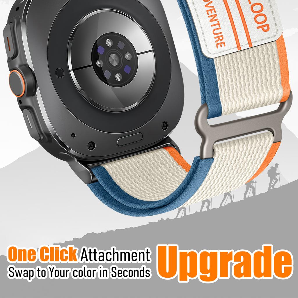 Nylonové pásky One Click pro hodinky Samsung Galaxy Watch Ultra Řemínek 47 mm Příslušenství Ženy Muži, Bez mezer Nastavitelný sportovní náramek pro hodinky Galaxy Watch 7 Ultra Band