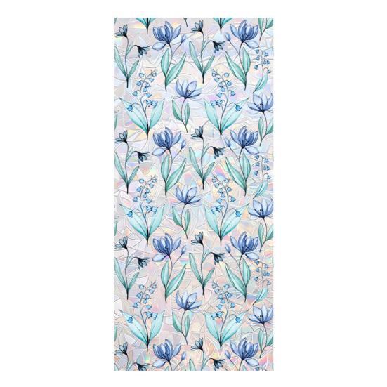 Window Privacy Film Wildflower Decorative Static Cling Vintage Floral Butterfly Window Stickers Non-adhesive Easy Care Decals for Home Kitchen Living