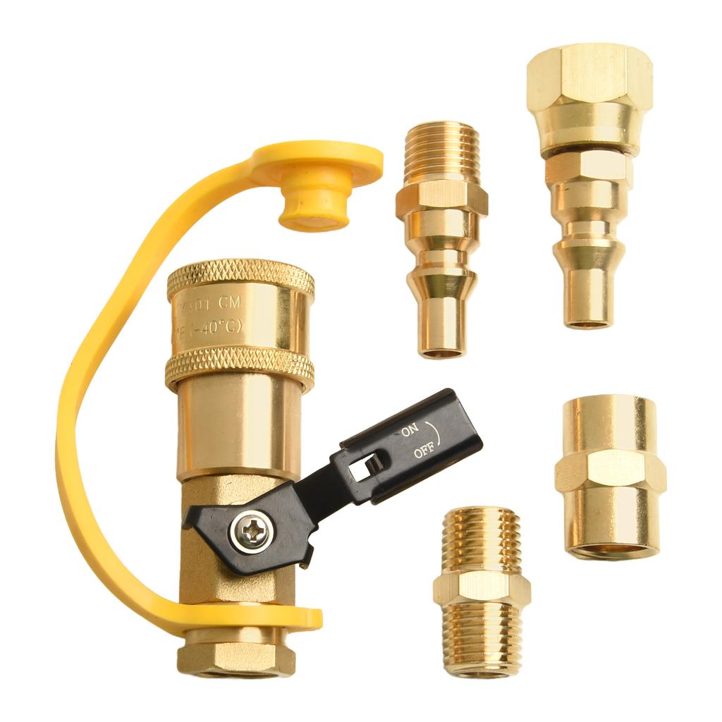 Brass Material Outdoor Barbecues Propane Adapter Kit Low Pressure Propane Shut-off Valve Quick Wrench Connector