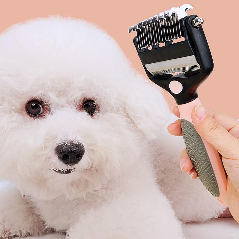 Dog Brush Pet Hair Remover Double-sided Knife Combs for Dog Grooming Hair Knot Opening Multi-functional Dogs Brush Pet Supplies
