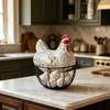 Cesto porta uova di gallina in rete metallica nera antiruggine, porta uova decorativo durevole, cesto per uova in stile fattoria per cucina e tavolo da pranzo