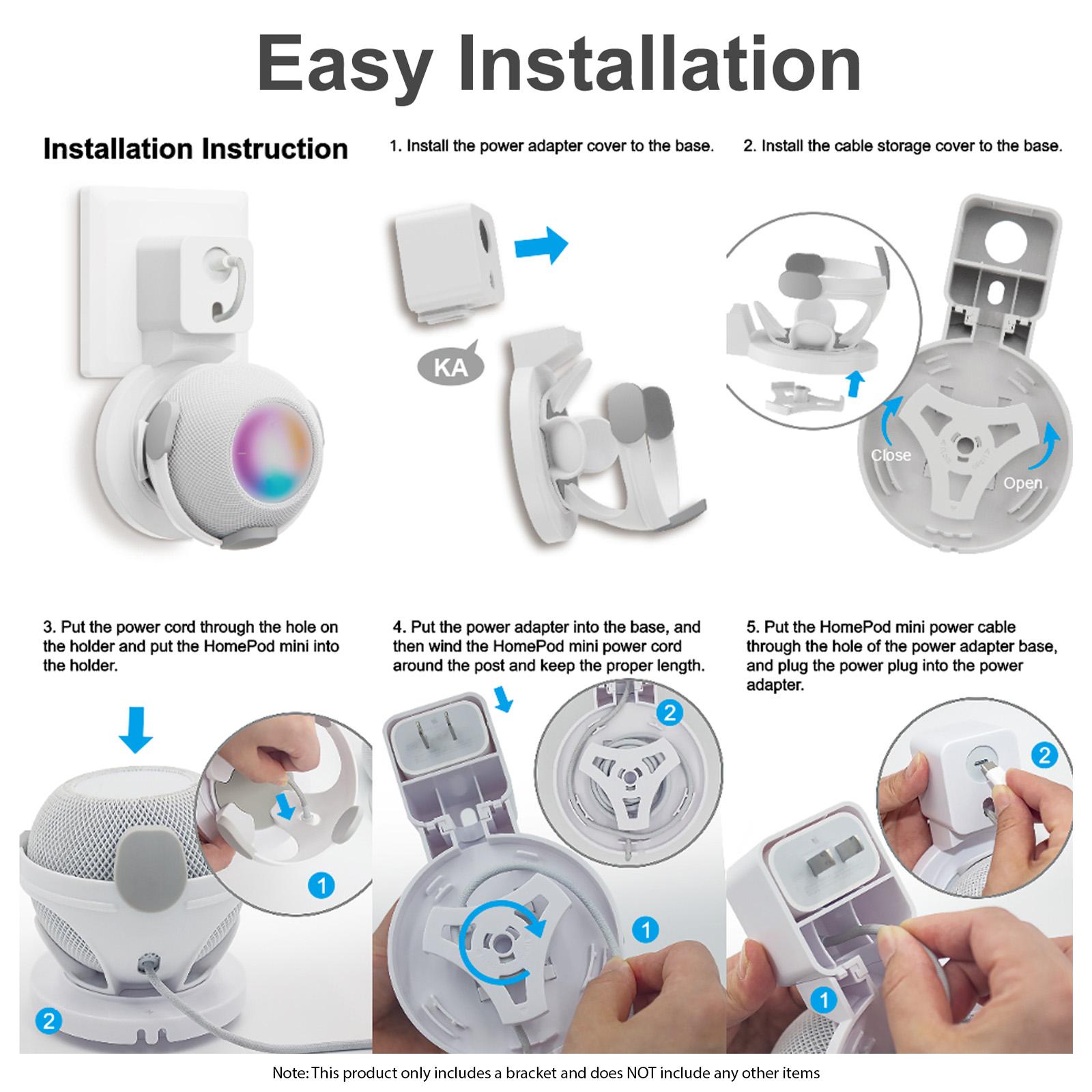 

Настенная подставка для умной колонки, подходящая для HomePod Mini, аудиоподставка с местом для организации шнура питания, экономящая место, умная белый