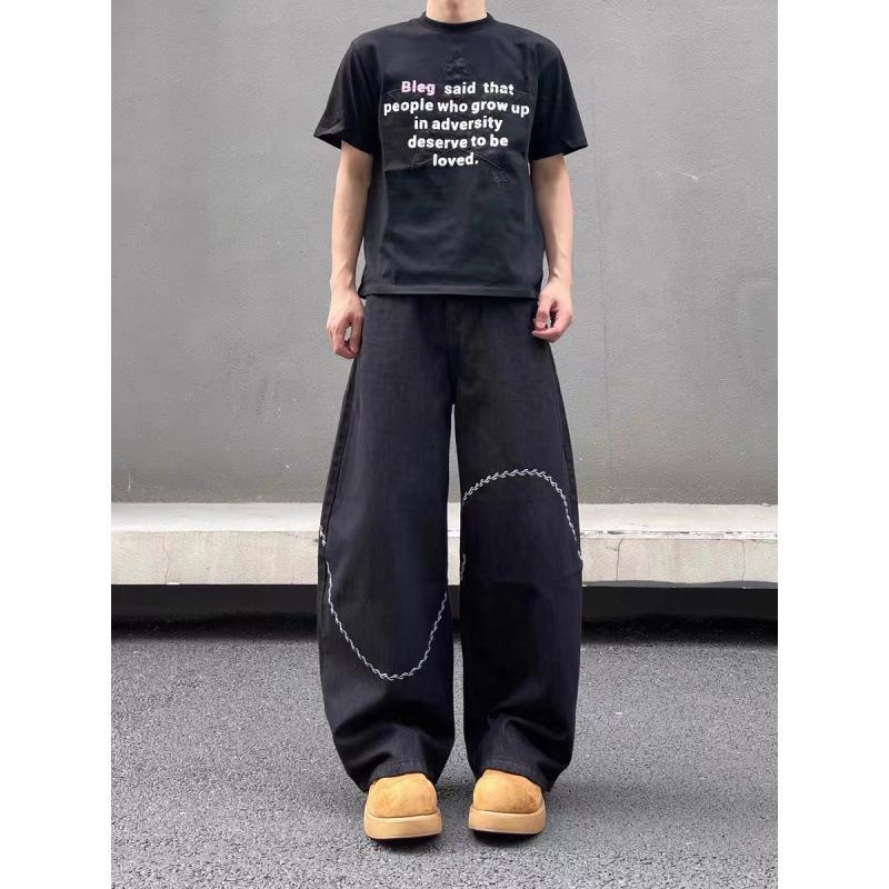 Джинсы клеш JYL мужские Американский винтаж Bootcut Весенняя стирка Нишевые Широкие джинсовые 2XL амарантовый