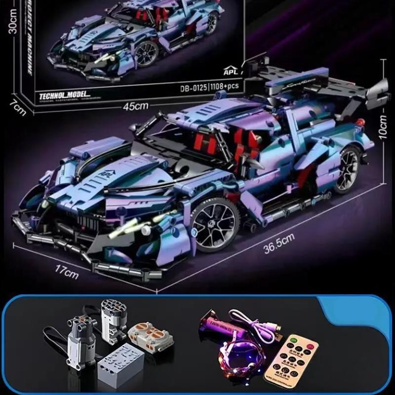 New 1108PCS technology 1:14 Gradient purple sports car building blocks Assembly racing building blocks toy birthday gift to