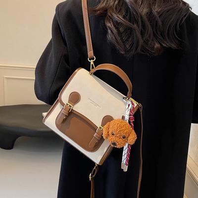 Retro Contrasting Backpack Women's New Shoulder Messenger Bag Versatile Hand Carry Small Backpack