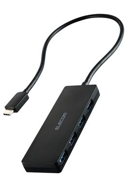 Elecom USB Hub USB3.2 (Gen1) 5Gbps USB-C Connection 4 Ports Bus Power 30cm Cable Black U3HC-H041BK