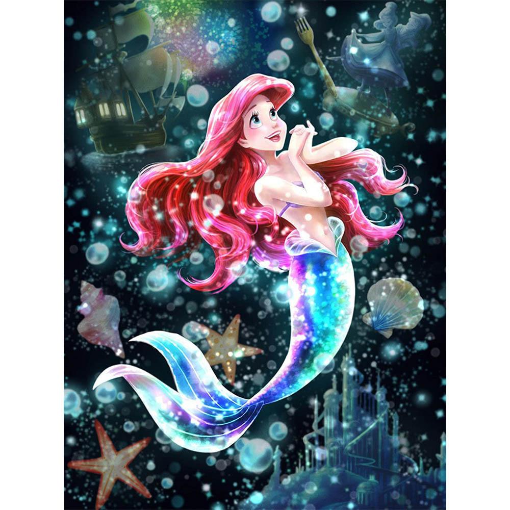 Disney La Sirenetta Ariel Collezione Oceano Pittura Diamante 5D Piena di Diamanti Fai da Te Pittura Diamante Fatta a Mano Cartone Animato Decorazione Kit Pittura