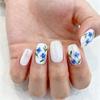Nail Art 24 Pieces Small Fresh Collection Color Flower Plaid Corrugated Short Wearing Nail Piece