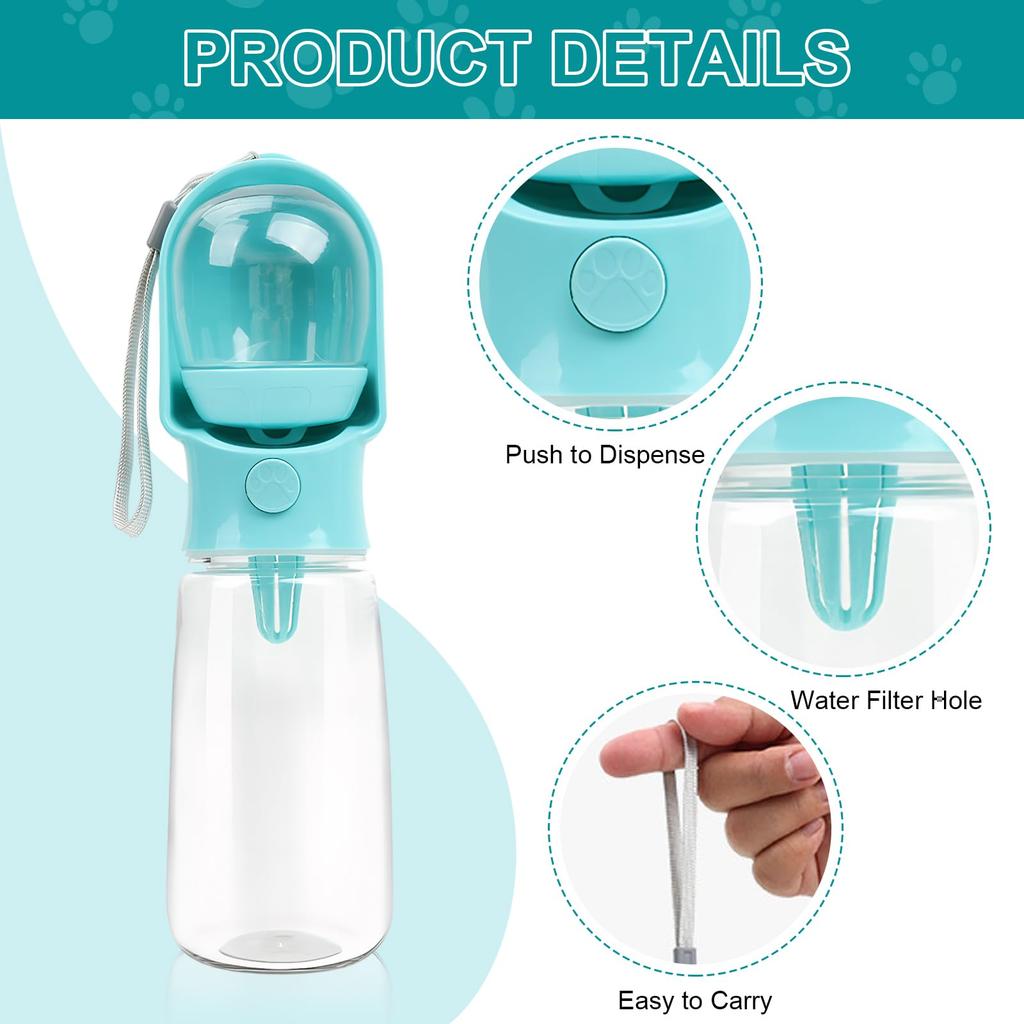 Portable Food Grade Material Dog Cat Travel Pet Water Cup Bottle with Food Dispenser Puppies Outdoor Walking Bowl 320/500ml