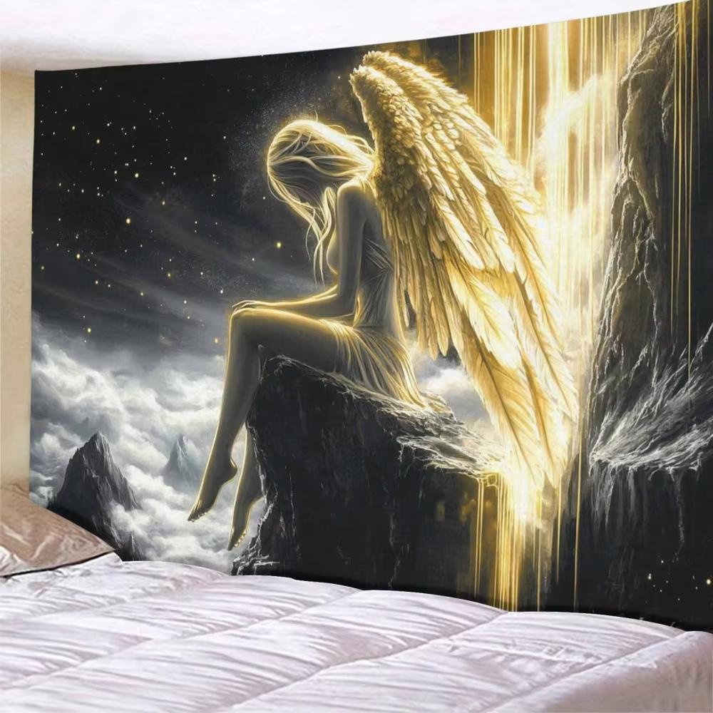 VIKAMA Nordic Mythology Angel Tapestry Ins Style Light Luxury Bedroom Living Room Background Wall Decoration Tapestry