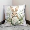 Easter Bunny Floral Egg Pillow Cover Watercolor Spring Decor Soft Microfiber For Sofa Bed Living Room Easter Home Decor Gifts