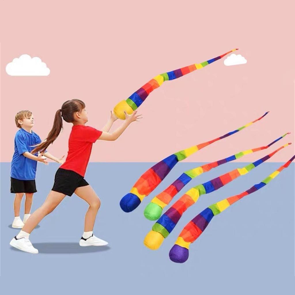 Rainbow Tail Ball Eco-Friendly Fabric Sandbag Meteor Ball Safe Catch Tail Soft Ball Kindergarten School Sensory Training Kid Toy
