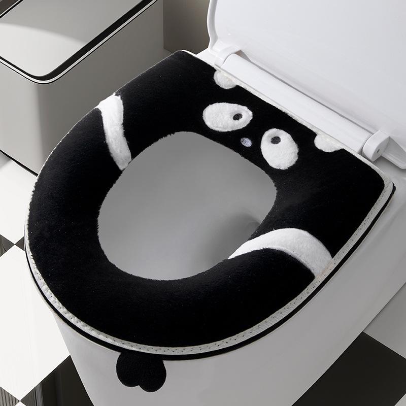 Four Seasons Universal Plush Toilet Seat Cover Set - Winter Thickened Zipper Style Cushion Ring.