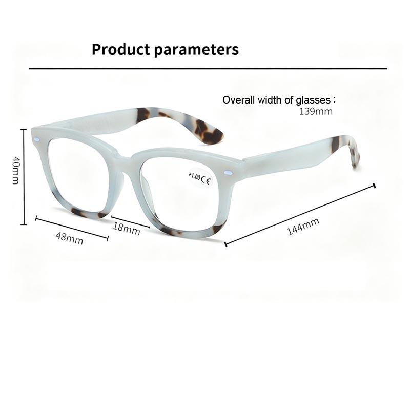 New Square Frame Studs Presbyopia Glasses Oversized Fashion Color-Block Blue Light Blocking Reading Glasses with Plus Diopters
