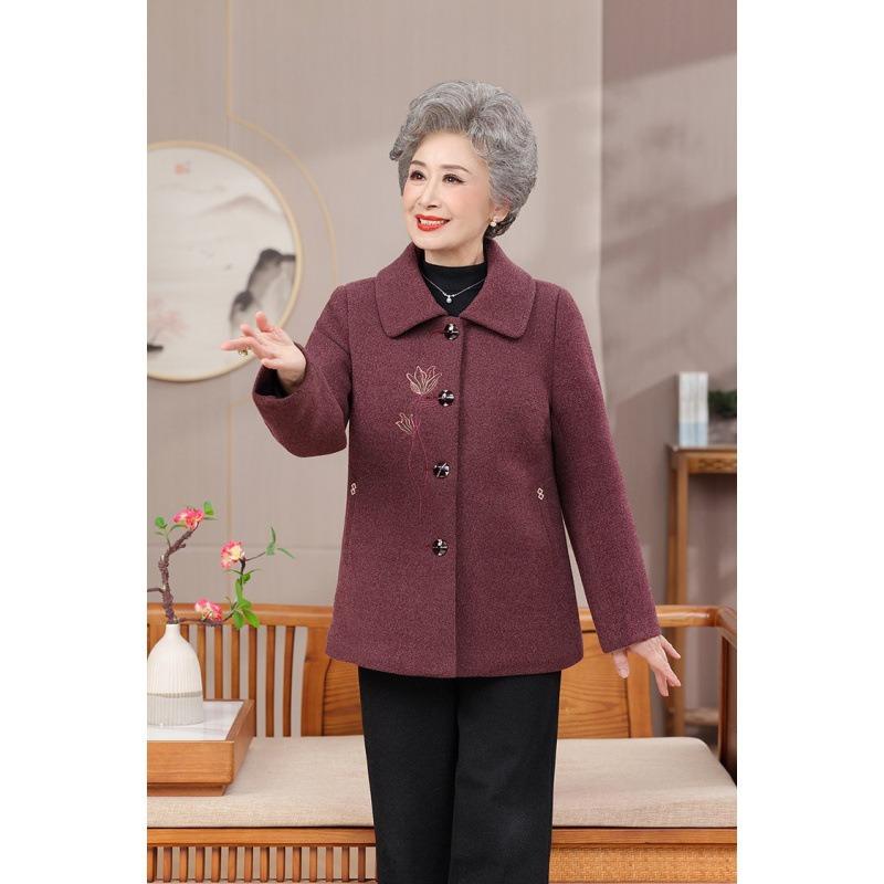 

Осенне-зимние пальто, зимние шерстяные плюшевые зимние топы, одежда для пожилых женщин с утолщением 5XL [recommended 150-80kg] фиолетовый