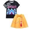 Girls Suit Skirt Fashion Short Sleeves Sweet Simple Clothing Sets Girls
