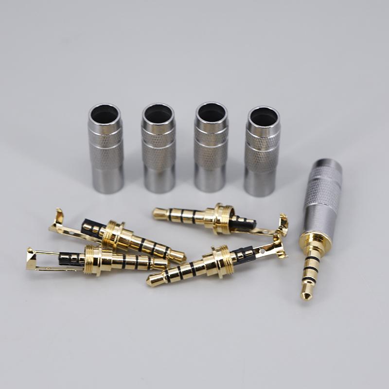 Gold Plated Stereo 3.5mm 4 Pole Repair Headphone Jack Plug Cable Audio Headphones Audio Jack Plug Connector Soldering