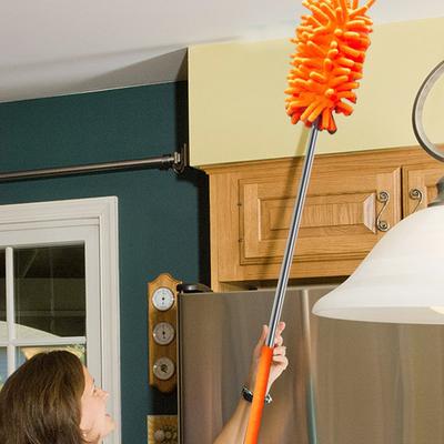 Chenille Duster with Retractable Stainless Steel Pole Washable Replaceable Head Multi-functional Home Office Car Desktop Cleaning Brush Microfiber