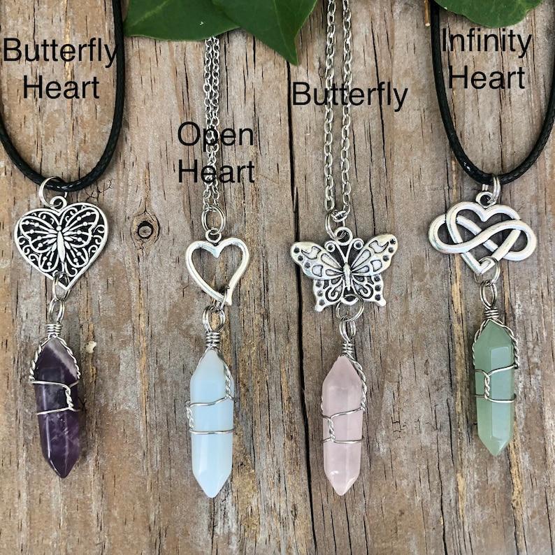 Crystal Fairy Necklace Wrapped Crystal Lotus Crystal Necklace Crystal Pentacle Necklace Wrapped Crystals Crystal Jewelry