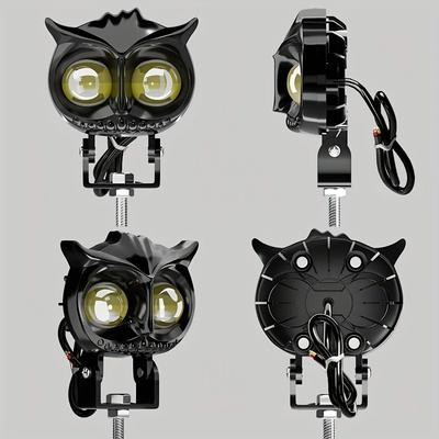 Dual Color Motorcycle Headlight Owl Design 4 Modes Auxiliary Spotlights Motorbike Scooter Fog Lamp Running Lights