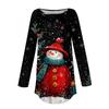 Tee Shirts For Women Casual Round Neck Long Sleeve Shirts Christmas Printing Top Pullover