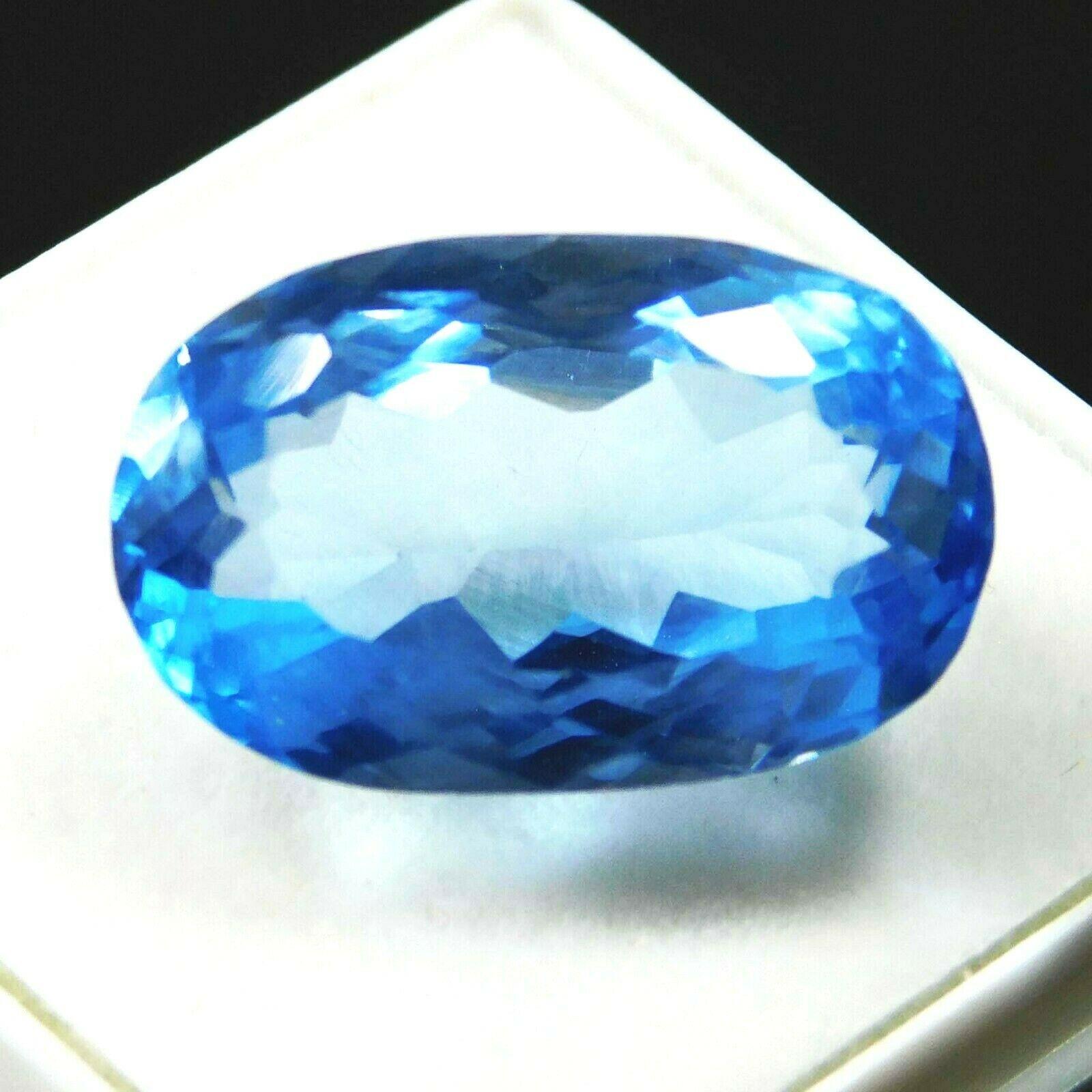 

NATURAL AA+ Ocean Blue Aquamarine 18.25 Ct Oval Cut CERTIFIED Loose Gemstone 17.8 mm Approx. синій