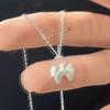 Frosted bow necklace Mori fat mm student texture simple ins collarbone chain