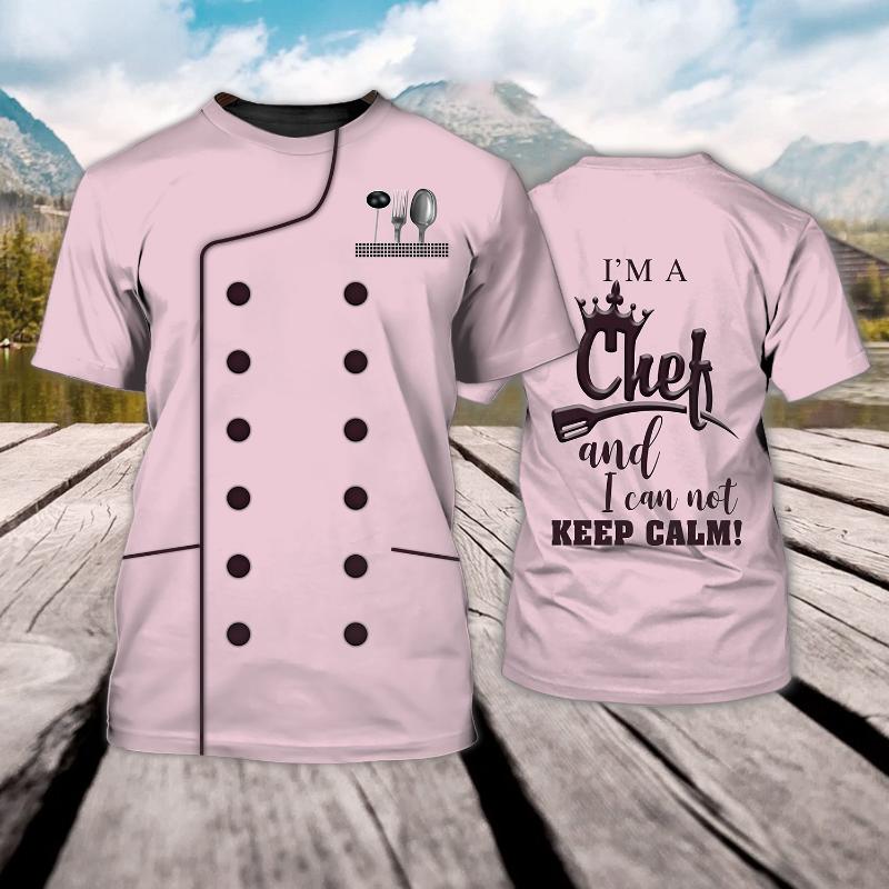 Summer Men's Chef T-shirt, Custom 3D Printed Clothes, Round Neck Short Sleeve Shirt, Fashionable Punk Street Clothes 6XL
