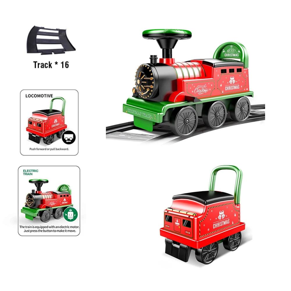 Non-Toxic Ride-On Train With Track Children Toy Train With Lights Sounds And Storage Seat Riding Fun Toys For Kids Christmas Gifts
