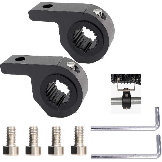 

ANKIA 2Pcs Motorcycle LED Light Horizontal Clamp Mounting Bracket Kit Fit on 7/8” Bull Bars Roof Racks Roll Cages for Motorcycle ATV UTV Spotlights M10