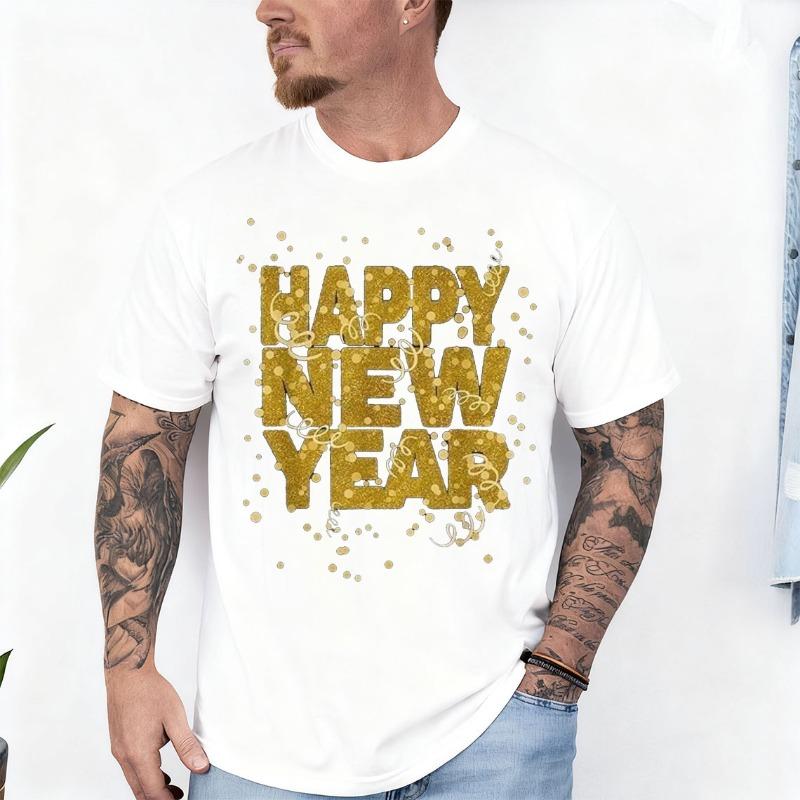Happy New Year 2026 New Years Eve TShirt for Men and Women Crew Neck Short Sleeve Cotton Top All Seasons Casual Fashion Tees
