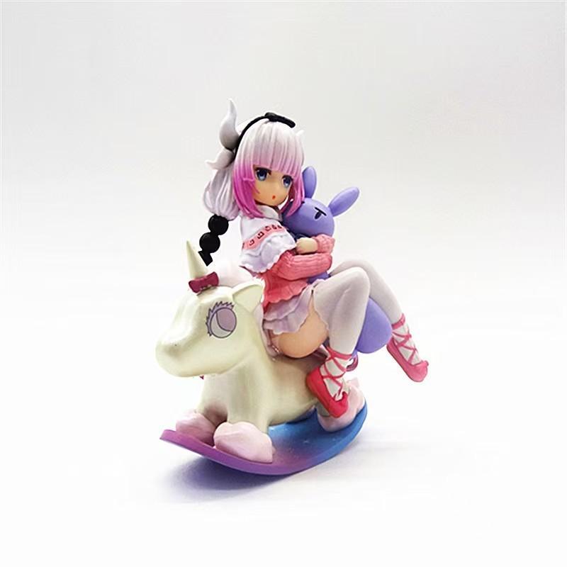 Generic Kanna Kamui Miss Kobayashi'S Dragon Maid Anime Figure Open Eyes Style Riding Rocking Horse Cute Statue Collectible Model