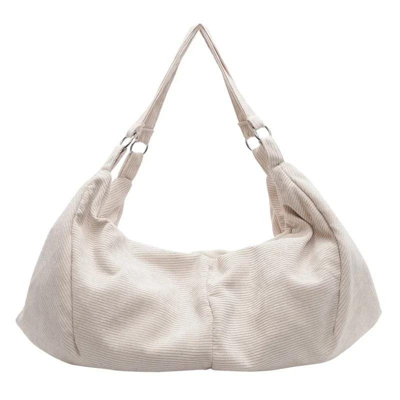 Large Capacity Solid Color Zipper Product Shoulder Bag Fashionable Velvet Sale Versatile Popular Tote Bag