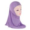 Beautiful Cute Girl Rhinestones Hijab Simple Flower Head Wrap Polyester Easy Pull-On Pray Hat Children