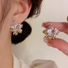 Simple Color-Block Metal Flower Stud Earrings: Unique Design, Two-Way Style, S925 Silver Posts
