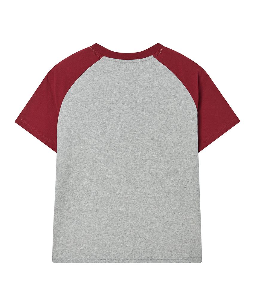 AWESOME STUDIO Y2K Star Graphic Color Block Short Sleeve Tee Melange Grey