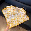 Fashion Black and White Printing Temperament Square Scarf Imitation Silk Korean Version Decorative Scarf Scarf Professional Decorative Shawl Silk Scar