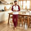 Men's Casual Loose Fit Raglan Sleeve Pajama Set for Sleep and