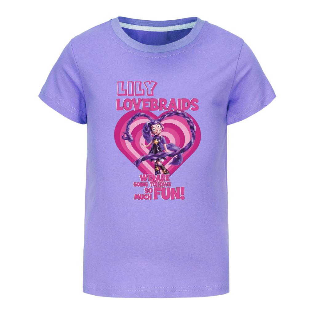5580 Meisje Cartoon Lelie Liefdesvlechten Print Korte Mouw T-shirt
