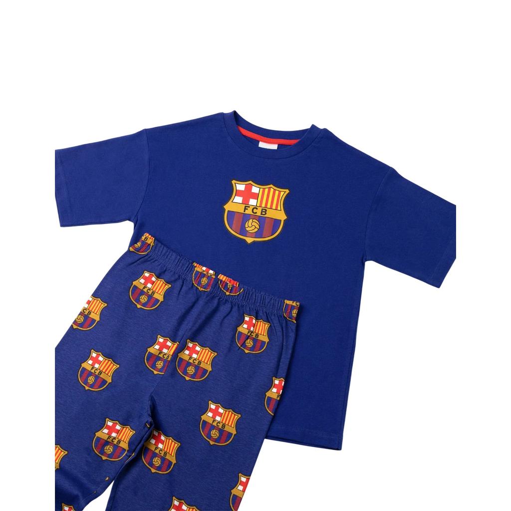 FC Barcelona Boys Crest Short-Sleeved Long Pyjama Set