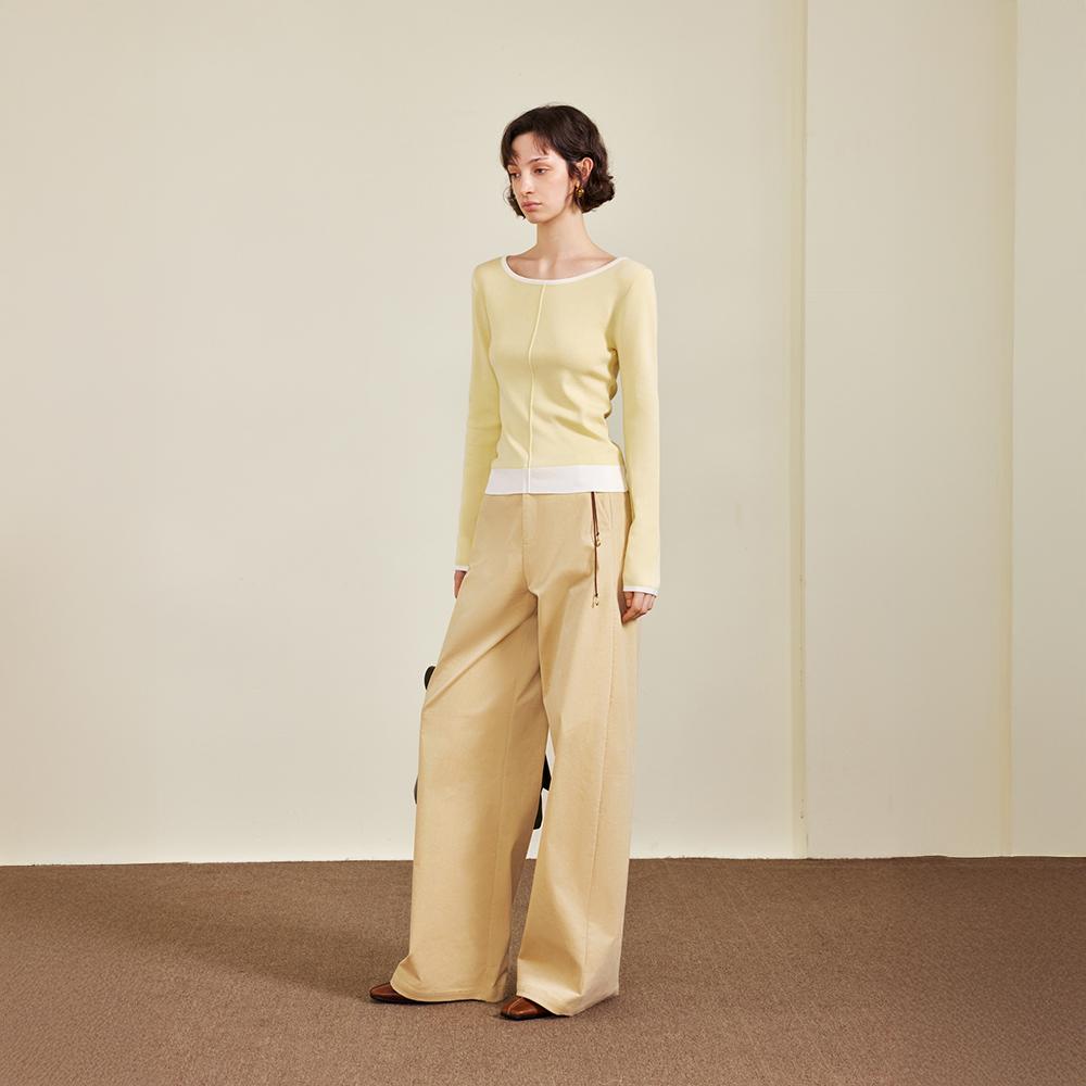 Waiwaiaiem Yy_Versatile Contrast Fake Top