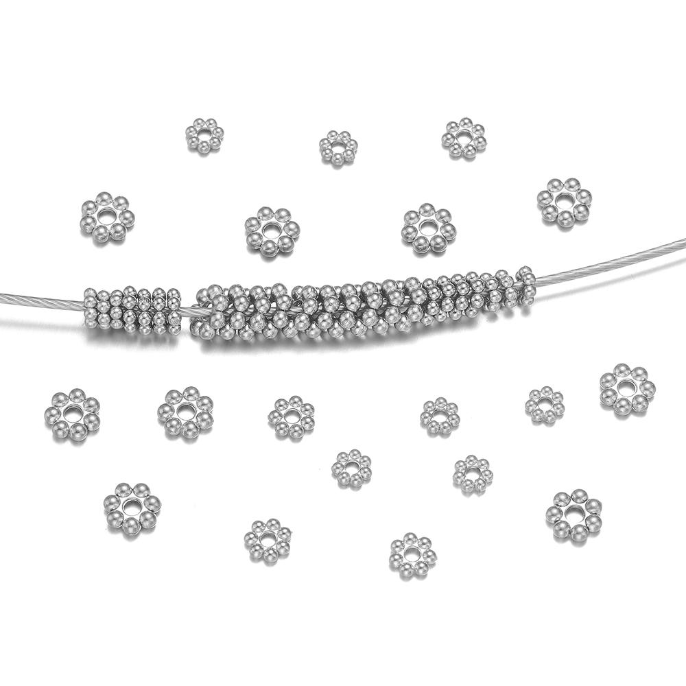 50pcs Stainless Steel Gold color Daisy Spacer Beads Mini Snowflake Spacer Charms DIY Bracelet Necklace Jewelry Making Supplies